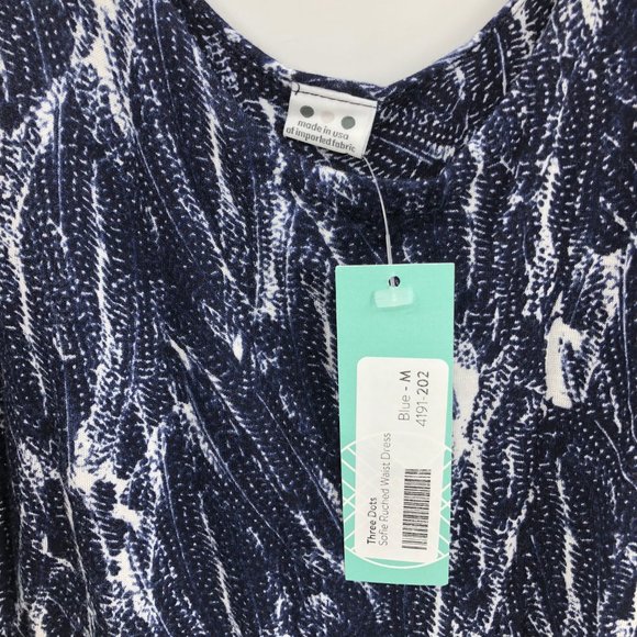 NWT 3 Dots navy white print knit dress - Picture 3 of 5